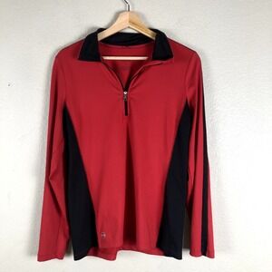 Ralph Lauren LRL Sweatshirt Sweater Women Large Red Black Colorblock Tenniscore